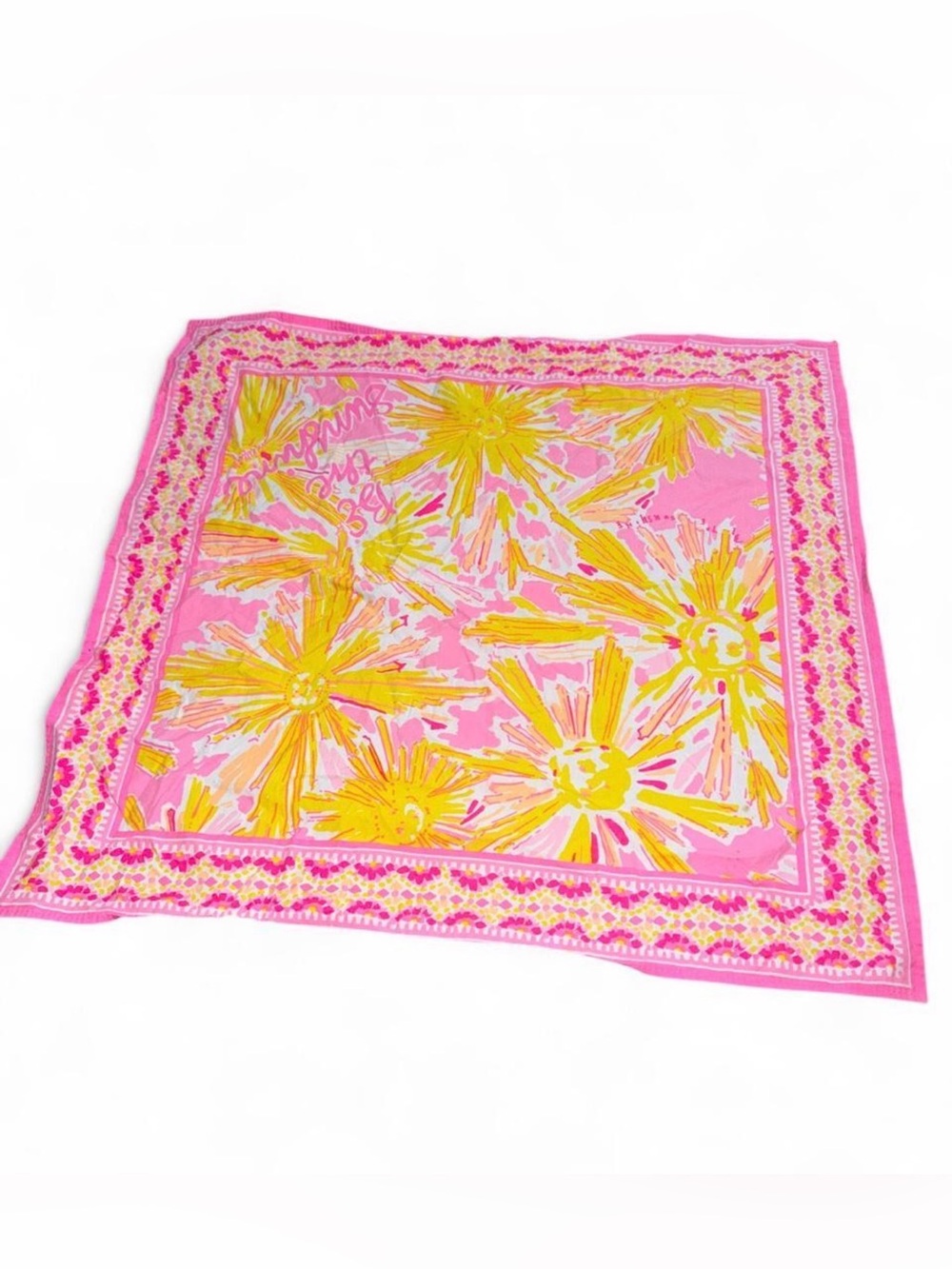 Lilly Pulitzer Pink and Yellow Floral bandanna